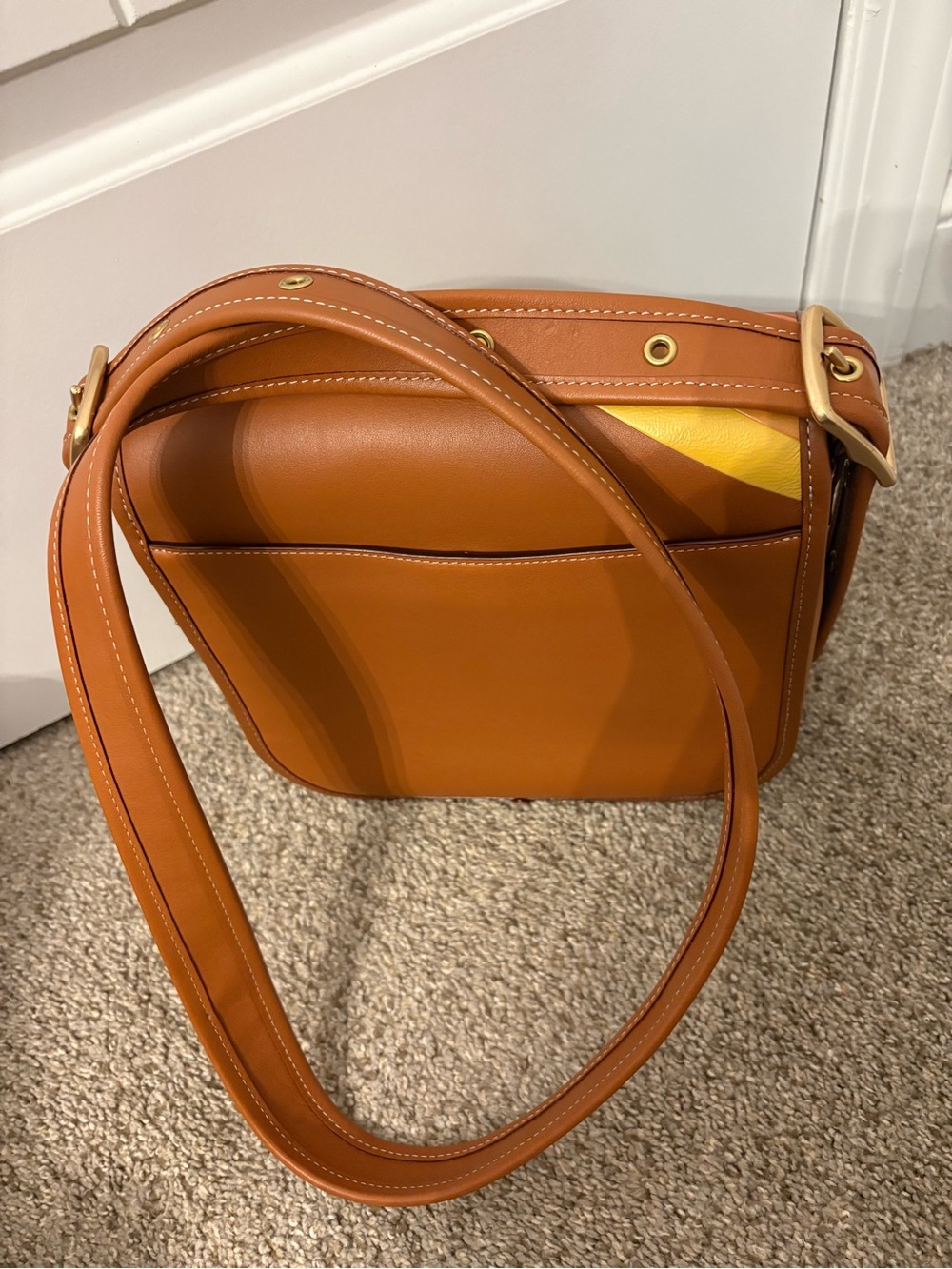 Coach Brown Leather Tote with Gold-Tone Zipper - Picture 4 of 9